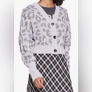 Wild Fable NWT* Leopard Print Cropped Cardigan, Long Cuff, 3 Button Front Size S
